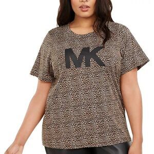 NWT Michael Kors Plus Size Animal Print Logo Top 2X